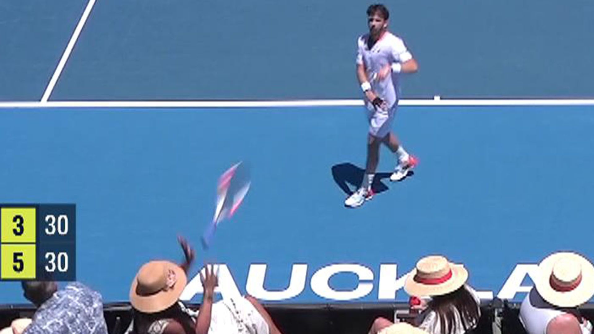 British tennis star ‘not happy’ after throwing racket into crowd and hitting spectator