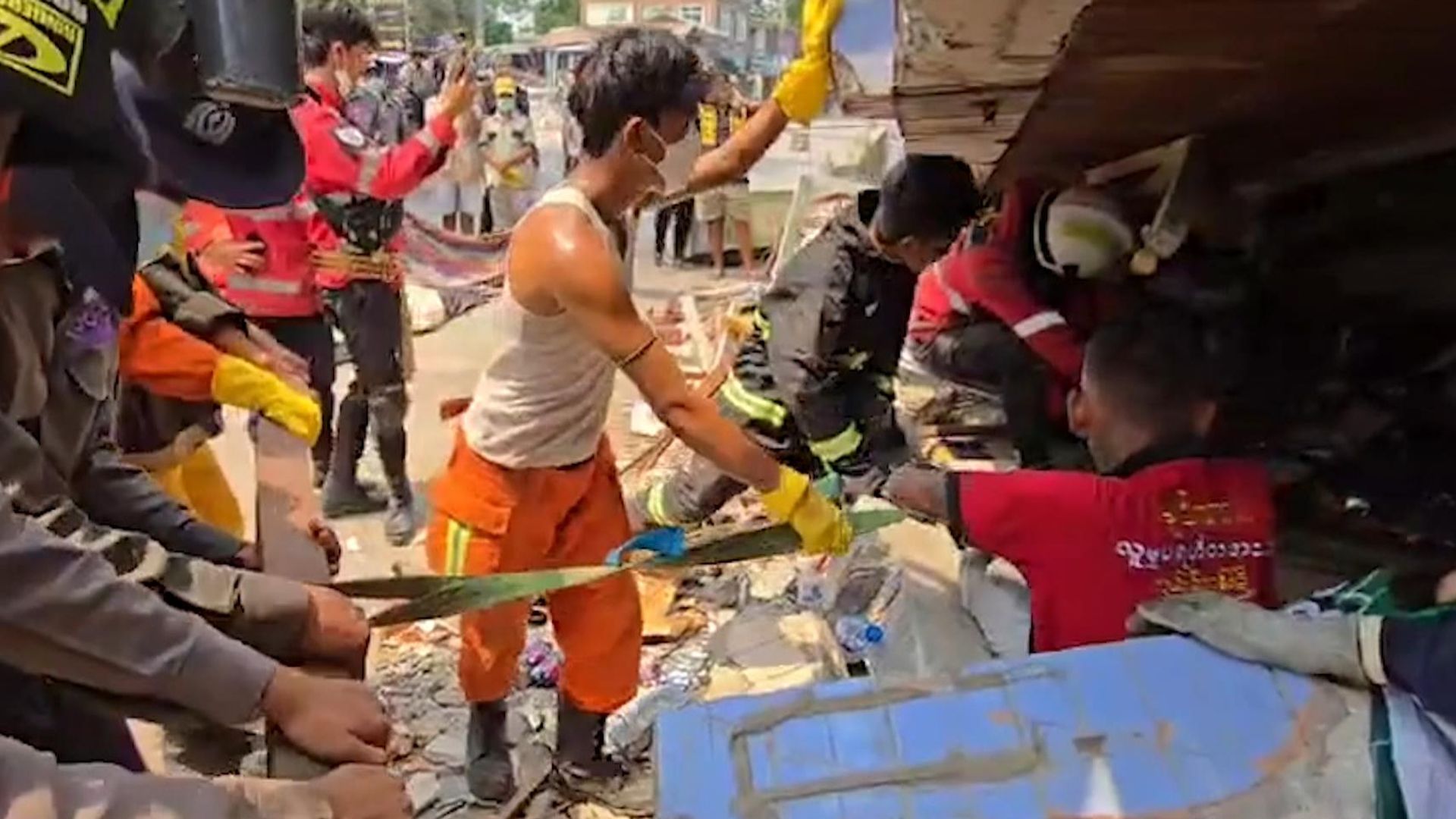 A gruelling search for bodies in the city at the Myanmar earthquake’s epicentre